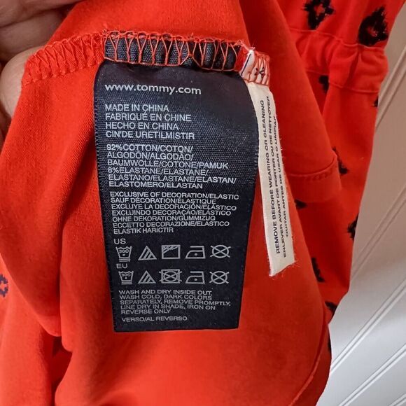 Tommy Hilfiger Dress Sz SP Cotton Drawstring Sundress Beach Red Black 0108 - Picture 9 of 14